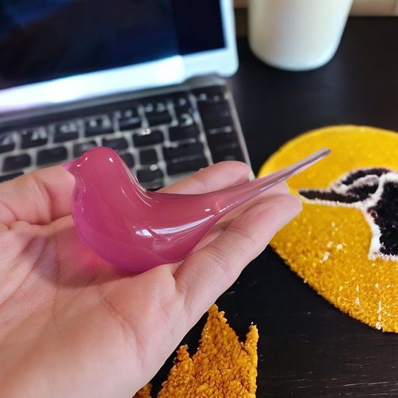 Mid Century Modern Modwing Bird Figurine 3d Resin Eames 60s PURPLE Medium - Picture 2 of 3